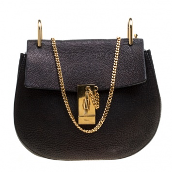 Pre Owned Chloe Black Leather Small Drew Shoulder Bag