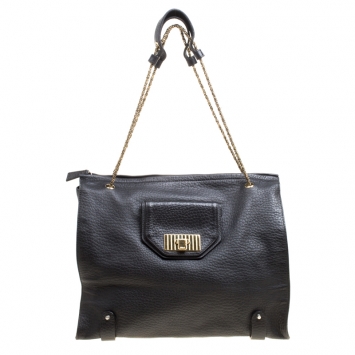 Pre Owned Chloe Black Leather Front Pocket Sally Tote