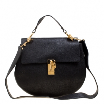Pre Owned Chloe Black Leather Large Drew Shoulder Bag