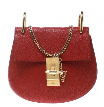 Pre Owned Chloe Red Leather Small Drew Shoulder Bag