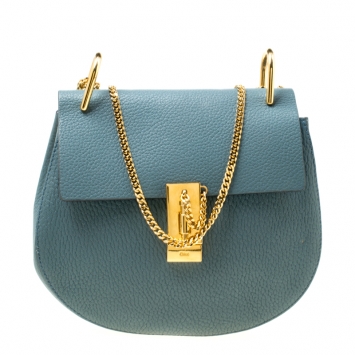 Pre Owned Chloe Blue Leather Medium Drew Shoulder Bag