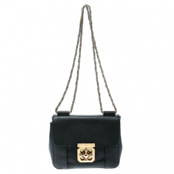 Pre Owned Chloe Black Leather Small Elsie Shoulder Bag