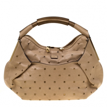 Pre Owned Chloe Beige Perforated Leather Ethel Hobo