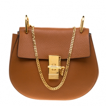 Pre Owned Chloe Caramel Leather Medium Drew Shoulder Bag