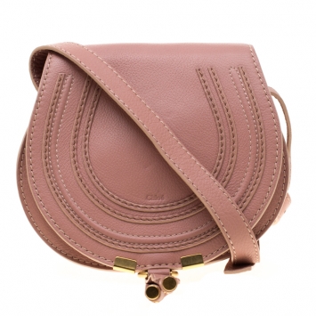 Pre Owned Chloe Pink Leather Mini Marcie Crossbody Bag