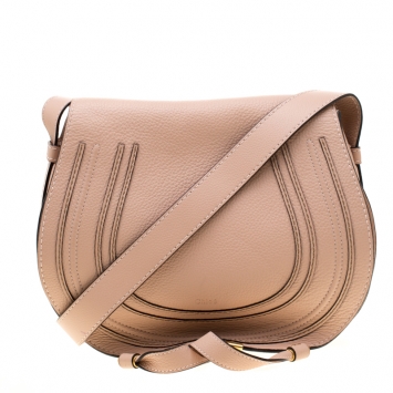 مملوكة مسبقًا Chloe Blush Pink Leather Medium Marcie Crossbody Bag