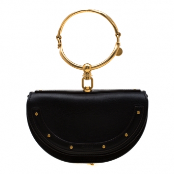 Pre Owned Chloe Black Leather Small Nile Minaudière Crossbody Bag