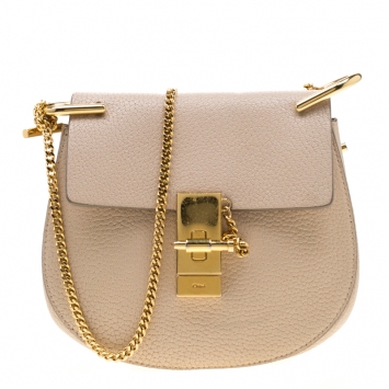 Pre Owned Chloe Cream Leather Small Drew Shoulder Bag