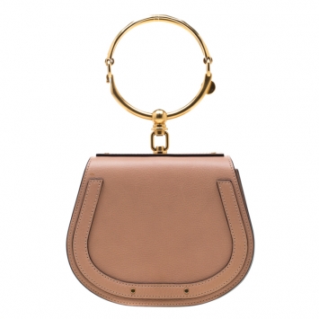 Pre Owned Chloe Dark Beige Leather Small Nile Bracelet Shoulder Bag