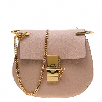 Pre Owned Chloe Pale Peach Leather Mini Drew Crossbody Bag