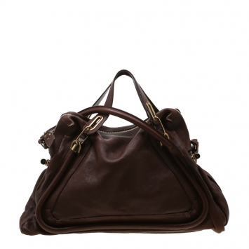 Pre Owned Chloe Brown Leather Large Paraty Shoulder Bag