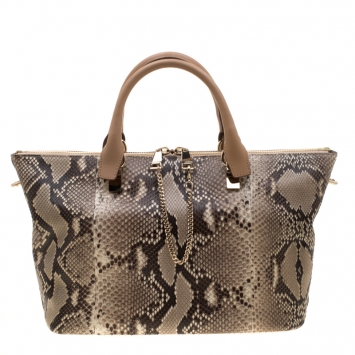 Pre Owned Chloe Python Leather Baylee Tote