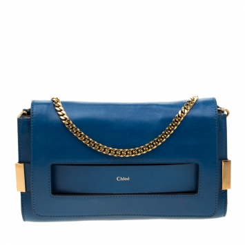 Pre Owned Chloe Blue Leather Crossbody Bag