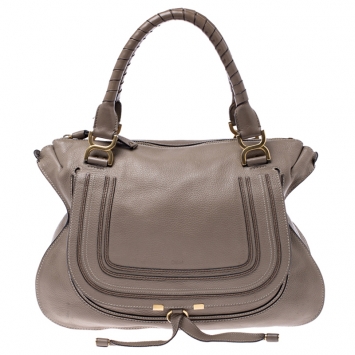 Pre Owned Chloe Beige Leather Large Marcie Satchel