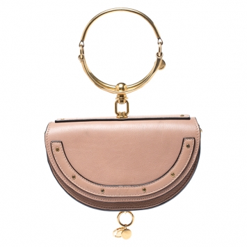 Pre Owned Chloe Beige Leather Small Nile Bracelet Minaudiere Crossbody Bag 