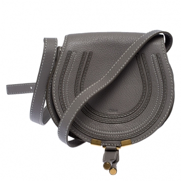 مملوكة مسبقًا Chloe Grey Leather Mini Marcie Crossbody Bag
