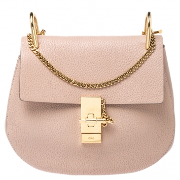 Pre Owned Chloe Nude Leather Medium Drew Shoulder Bag