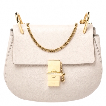 Pre Owned Chloe Nude Leather Medium Drew Shoulder Bag