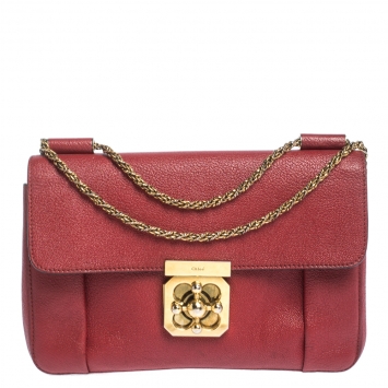 Pre Owned Chloe Red Leather Medium Elsie Shoulder Bag