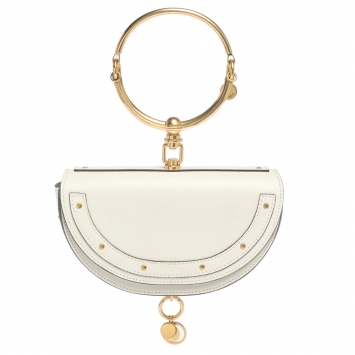 Pre Owned Chloe Off-White Leather Small Nile Bracelet Minaudiere Crossbody Bag 