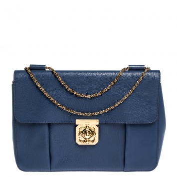 Pre Owned Chloe Blue Leather Large Elsie Shoulder Bag