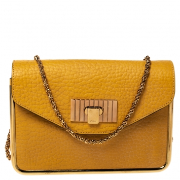 Pre Owned Chloe Mustard Leather Small Sally Shoulder Bag