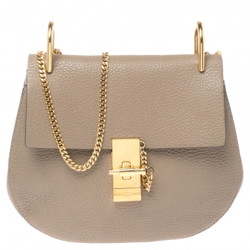 Pre Owned Chloe Beige Leather Small Drew Shoulder Bag