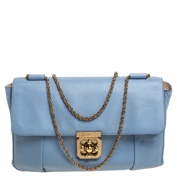 Pre Owned Chloe Blue Leather Large Elsie Shoulder Bag