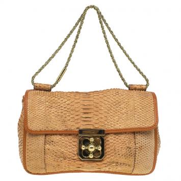 Pre Owned Chloe Brown Python Medium Elsie Shoulder Bag