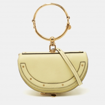 Pre Owned Chloe Yellow Leather Small Nile Bracelet Minaudiere Crossbody Bag