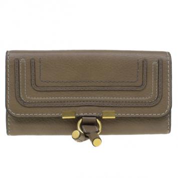 Pre Owned Chloe Nut Grained Leather Marcie Continental Wallet