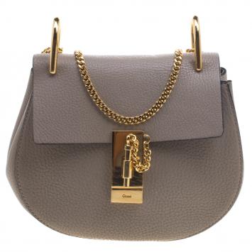 Pre Owned Chloe Beige Leather Small Drew Shoulder Bag
