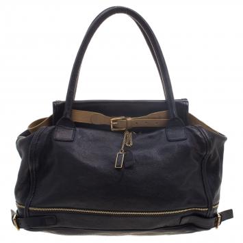 Pre Owned Chloe Metallic Black Leather Tote