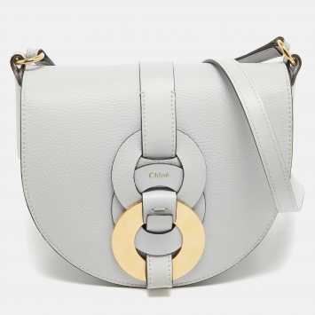 Pre Owned Chloe Light Grey Leather Darryl Shoulder Bag
