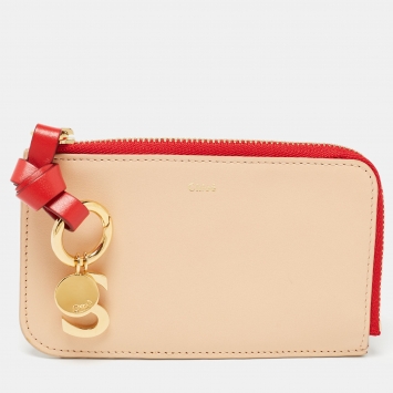 Pre Owned Chloe Beige Leather Alphabet Coin Purse