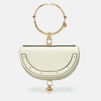 Pre Owned Chloe Off White Leather Nile Minaudiere Crossbody Bag