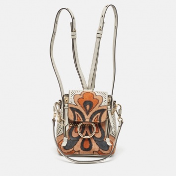 Pre Owned Chloe Grey/Multicolor Leather and Suede Mini Faye Day Backpack
