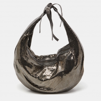 Pre Owned Chloe Metallic/Silver Mesh and Leather Chainmail Hobo
