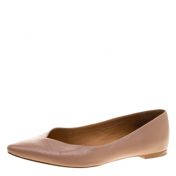 Pre Owned Chloe Beige Leather Pointed Toe Ballet Flats Size 37.5 
