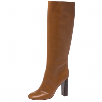 مملوكة مسبقًا Chloe Tan Leather Knee High Boots Size 41