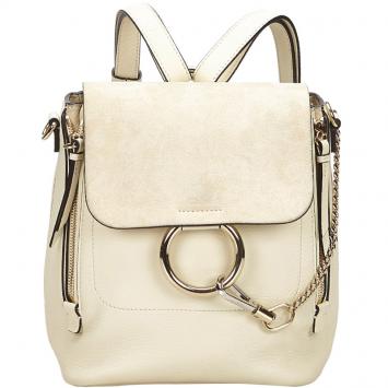Pre Owned Chloe Off White Leather and Suede Faye Backpack