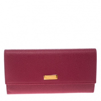 Pre Owned Chopard Red Leather Miss Happy Continental Wallet 