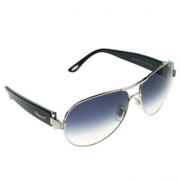 Pre Owned Chopard Blue/Silver SCH866S Embellished Sunglasses