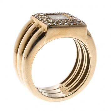 Pre Owned Chopard Vintage Happy Diamond 18k Yellow Gold Ring Size 54