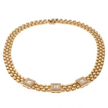 Pre Owned Chopard Vintage Happy Diamond 18k Yellow Gold Choker Necklace