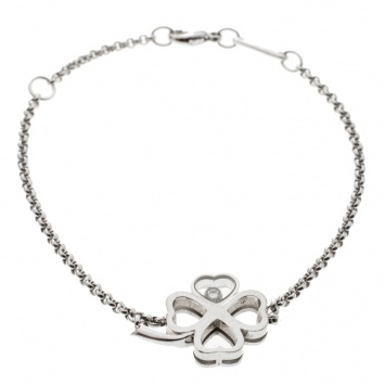 Pre Owned Chopard Happy Diamond Clover 18k White Gold Bracelet