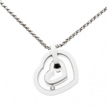 Pre Owned Chopard Happy Diamond Heart 18k White Gold Pendant Necklace