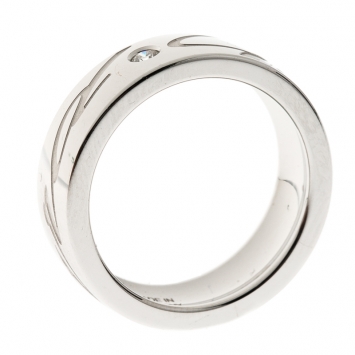 Pre Owned Chopard Chopardissimo Diamond & 18k White Gold Band Ring Size 52