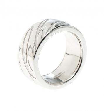 Pre Owned Chopard Chopardissimo The Revolving Signature 18k White Gold Band Ring Size 59