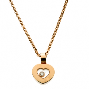 Pre Owned Chopard Happy Diamond Icon Heart 18k Yellow Gold Pendant Necklace